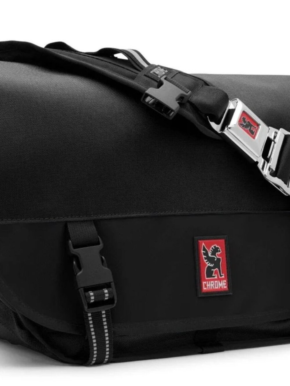 Chrome 'Citizen' 1050D Nylon Messenger Bag Black Red Seatbelt Buckle 24L